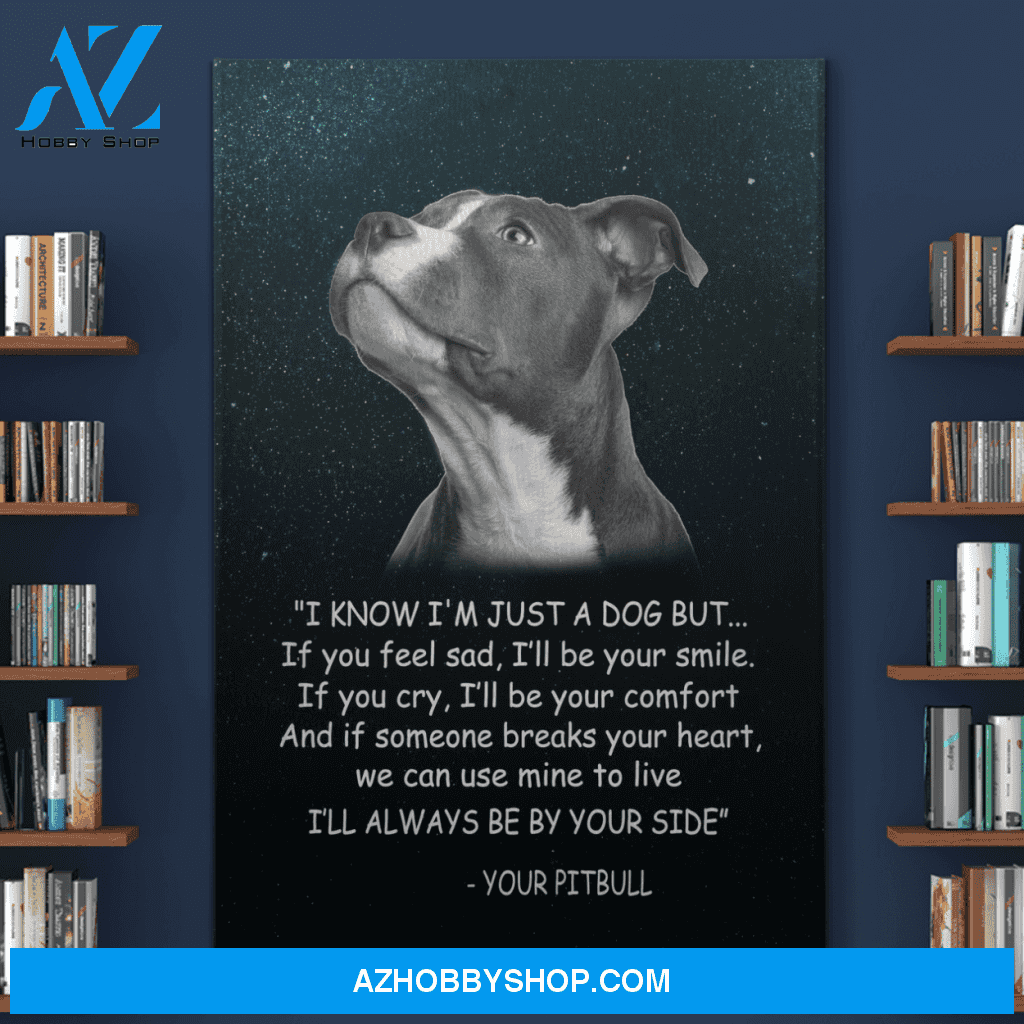 Portrait God Canvas - Bible Verse Wall Art - Pit bull - I will always be by your side Canvas
