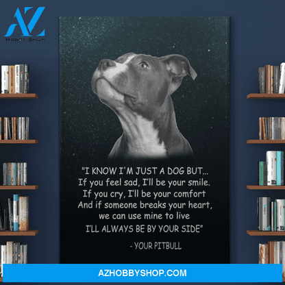 Portrait God Canvas - Bible Verse Wall Art - Pit bull - I will always be by your side Canvas