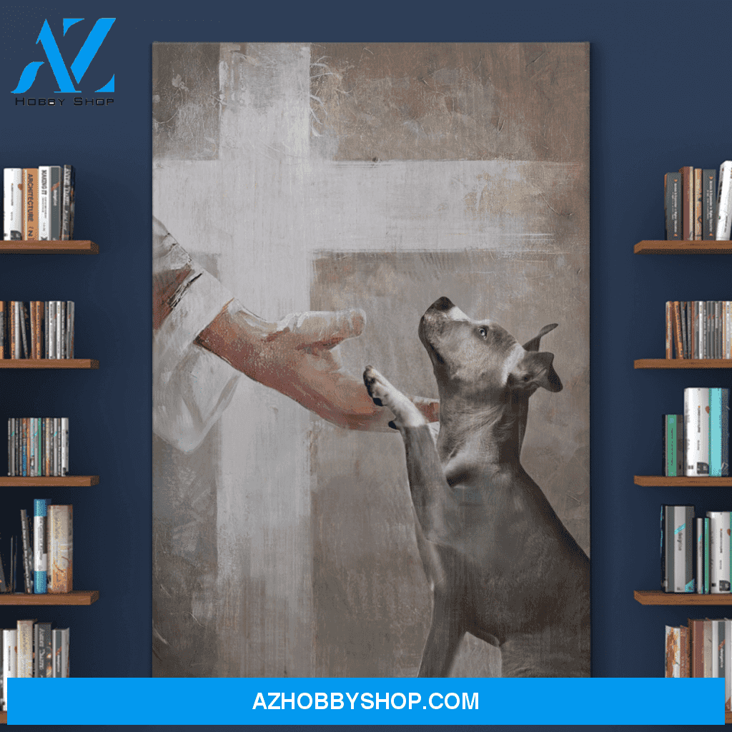 Portrait God Canvas - Bible Verse Wall Art - Pit bull - Take his hand Canvas