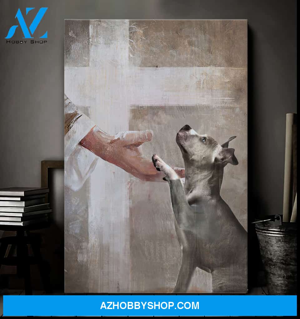 Portrait God Canvas - Bible Verse Wall Art - Pit bull - Take his hand Canvas