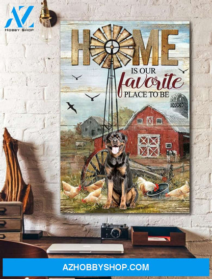 Portrait God Canvas - Bible Verse Wall Art - Rottweiler - Home is our favorite place to be Canvas