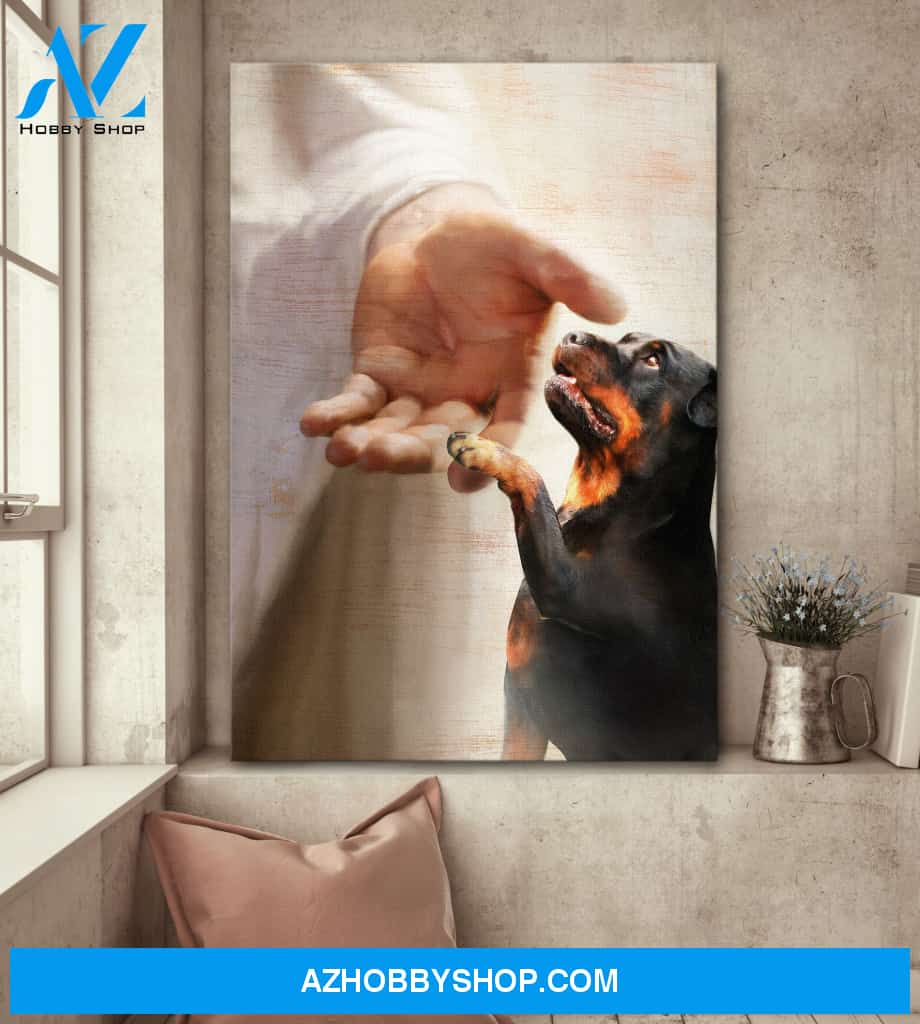 Portrait God Canvas - Bible Verse Wall Art - Rottweiler - Take my hand Canvas