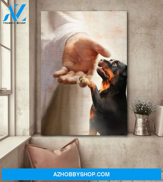 Portrait God Canvas - Bible Verse Wall Art - Rottweiler - Take my hand Canvas