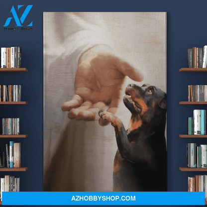 Portrait God Canvas - Bible Verse Wall Art - Rottweiler - Take my hand Canvas