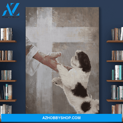 Portrait God Canvas - Bible Verse Wall Art - Shih Tzu - Take his hand Canvas