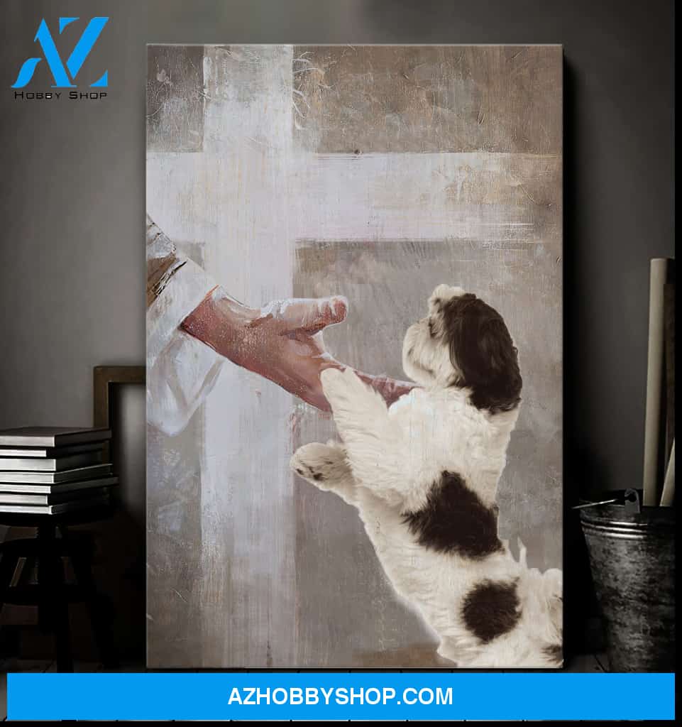 Portrait God Canvas - Bible Verse Wall Art - Shih Tzu - Take his hand Canvas