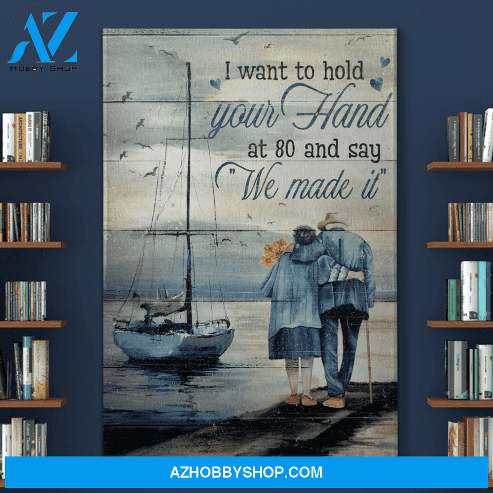 Portrait God Canvas - Bible Verse Wall Art - To my husband - I want to hold your hand and say We made it Canvas