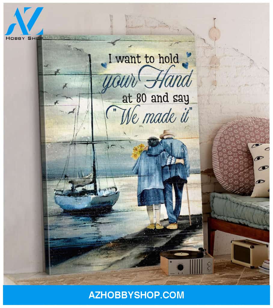 Portrait God Canvas - Bible Verse Wall Art - To my husband - I want to hold your hand and say We made it Canvas