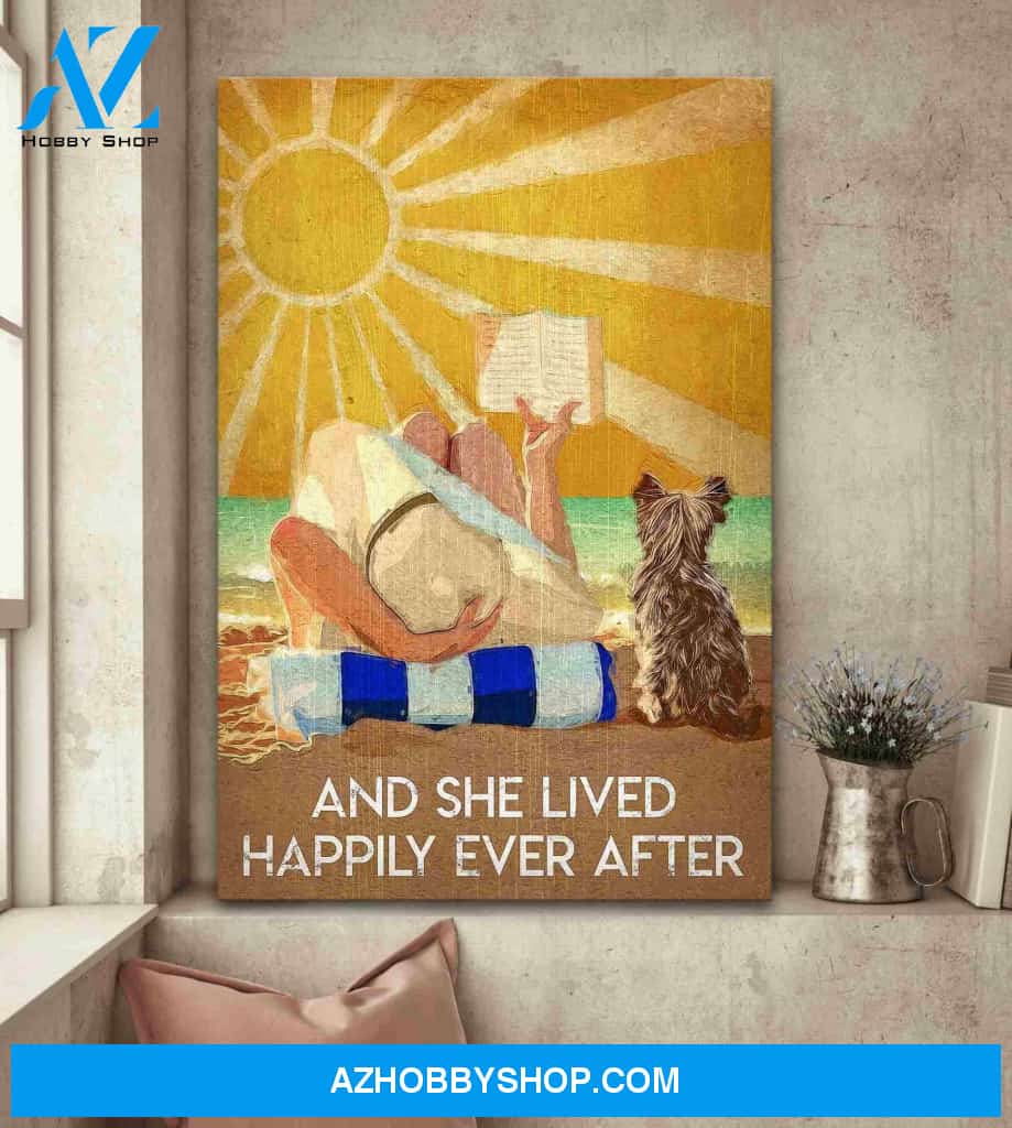 Portrait God Canvas - Bible Verse Wall Art - Yorkshire - And she lives happily ever after with her dog Canvas
