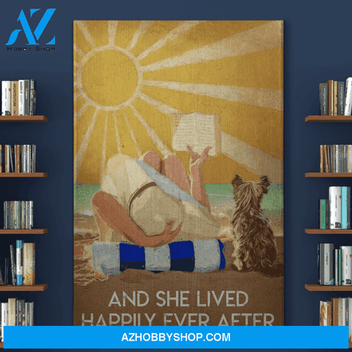 Portrait God Canvas - Bible Verse Wall Art - Yorkshire - And she lives happily ever after with her dog Canvas