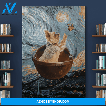 Portrait God Canvas - Bible Verse Wall Art - Yorkshire Terrier - Beautiful night Canvas