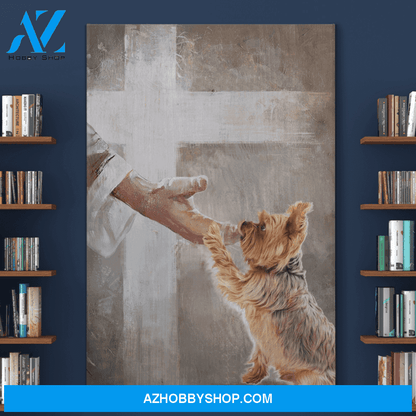 Portrait God Canvas - Bible Verse Wall Art - Yorkshire Terrier - Take his hand Canvas