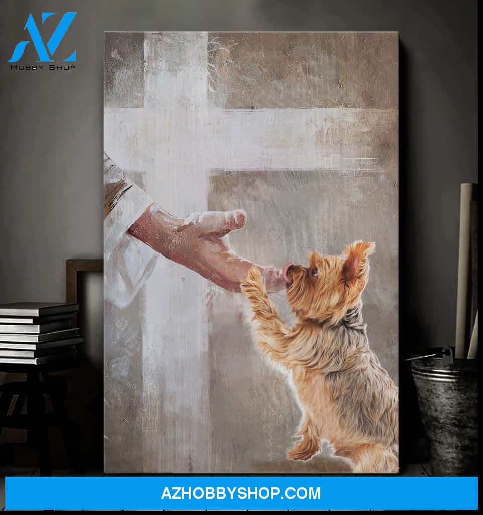 Portrait God Canvas - Bible Verse Wall Art - Yorkshire Terrier - Take his hand Canvas