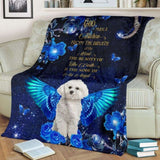 Bichon Frise Angel With Blue Flower Blanket Gift For Dog Lovers Birthday Gift Home Decor Bedding Couch Sofa Soft and Comfy Cozy