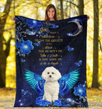 Bichon Frise Angel With Blue Flower Blanket Gift For Dog Lovers Birthday Gift Home Decor Bedding Couch Sofa Soft and Comfy Cozy