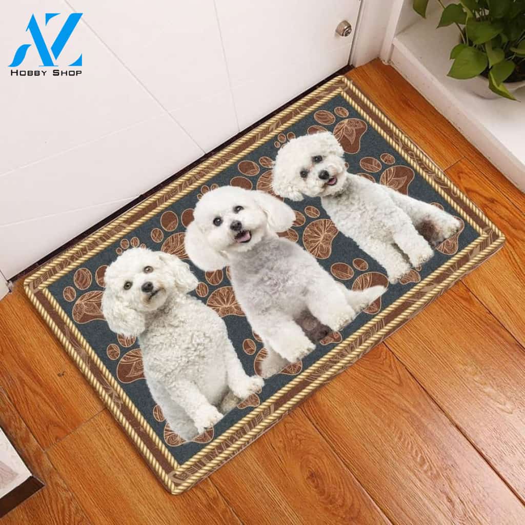 Bichon Frise Flower Paw Dog Doormat