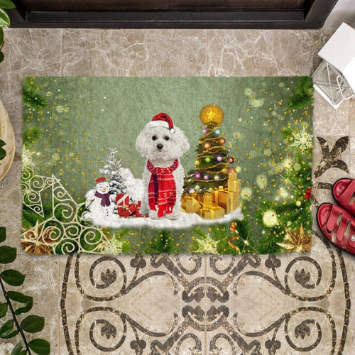Bichon Frise Merry Christmas Doormat
