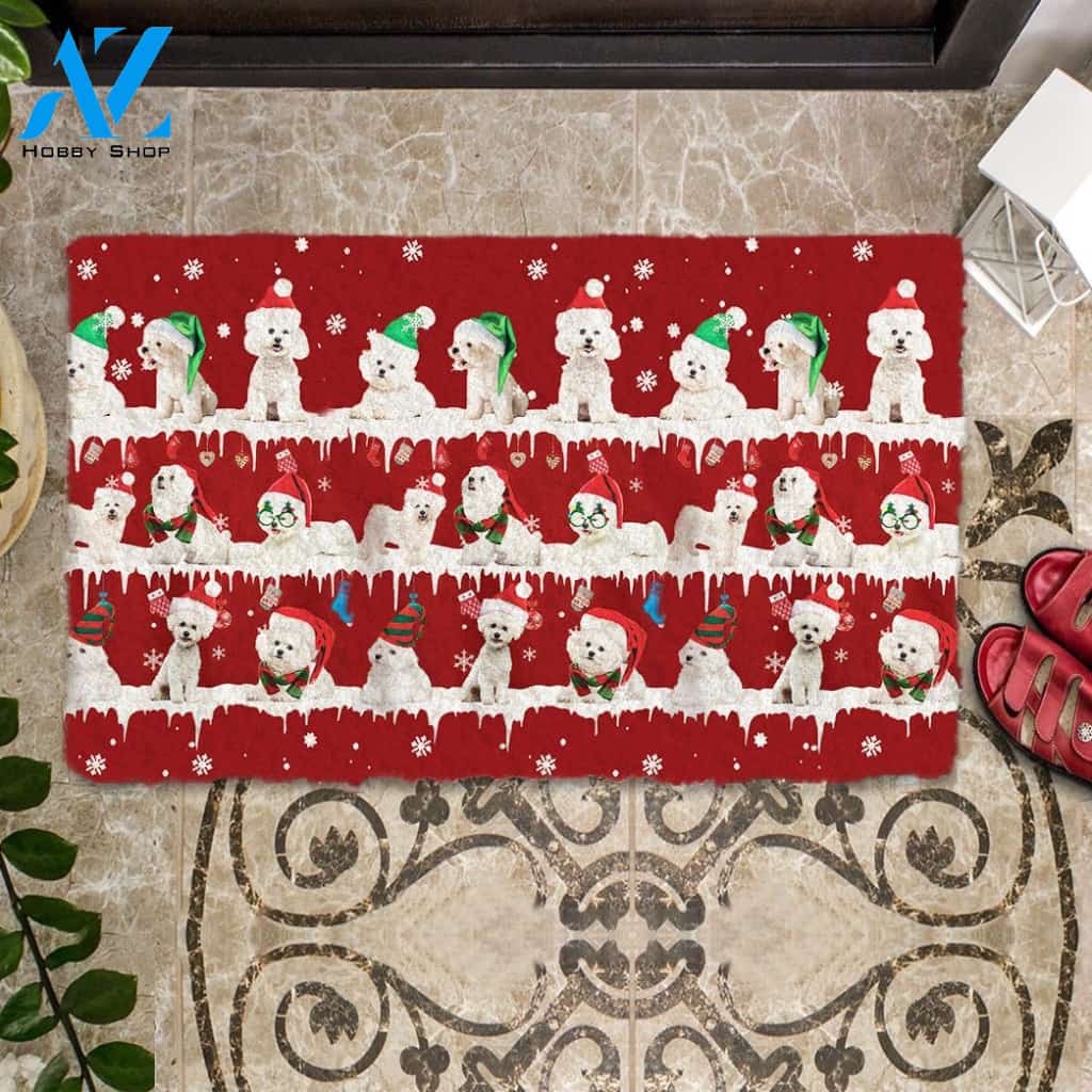 Bichon Frise Snow Merry Christmas Doormat