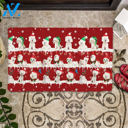 Bichon Frise Snow Merry Christmas Doormat