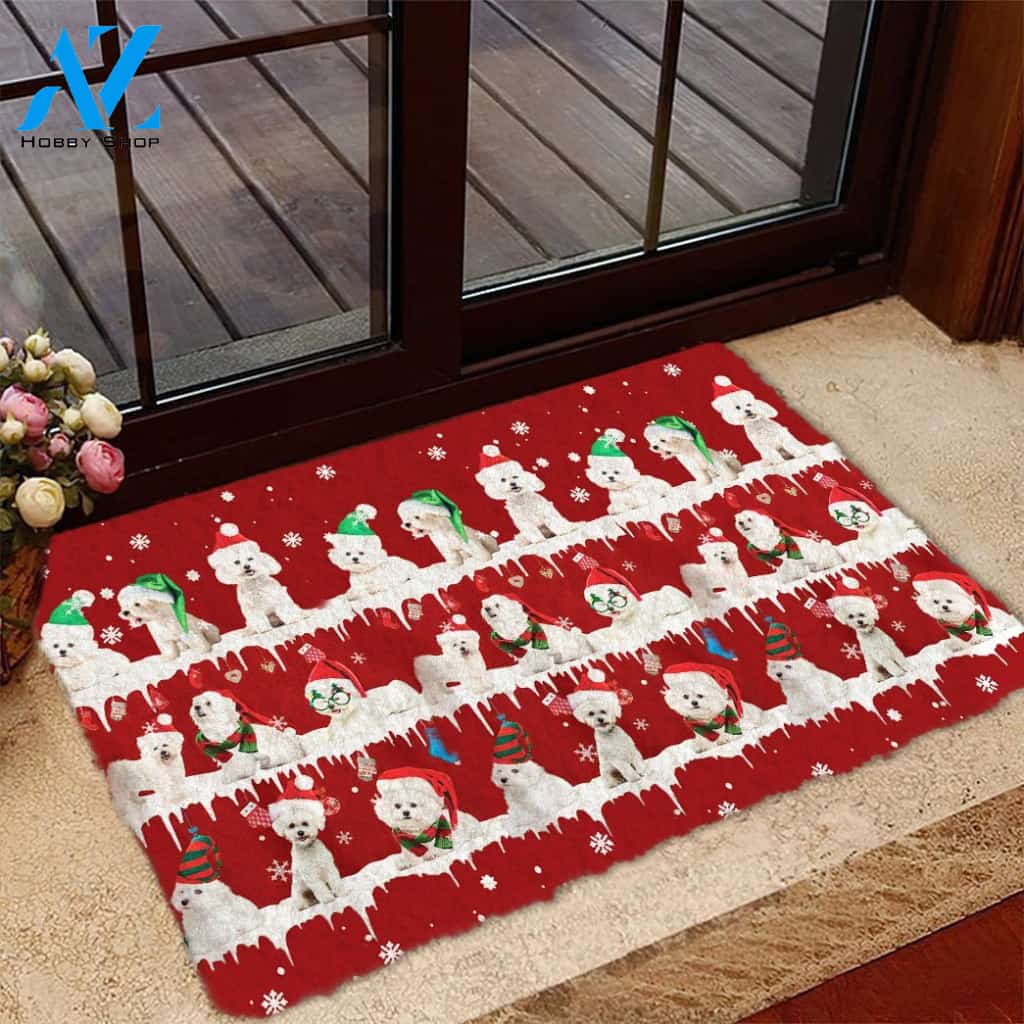 Bichon Frise Snow Merry Christmas Doormat