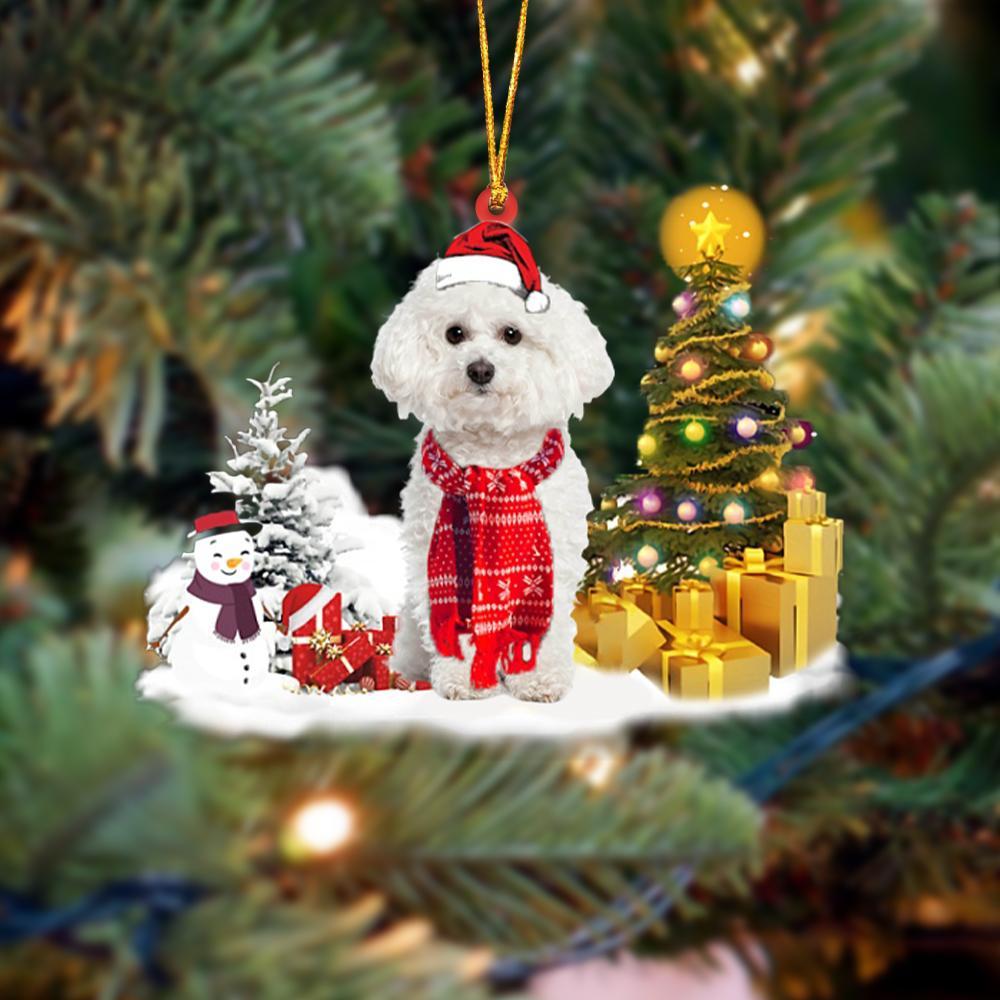 Godmerch- Ornament- Bichon Frise Christmas Ornament Dog Ornament, Car Ornament, Christmas Ornament