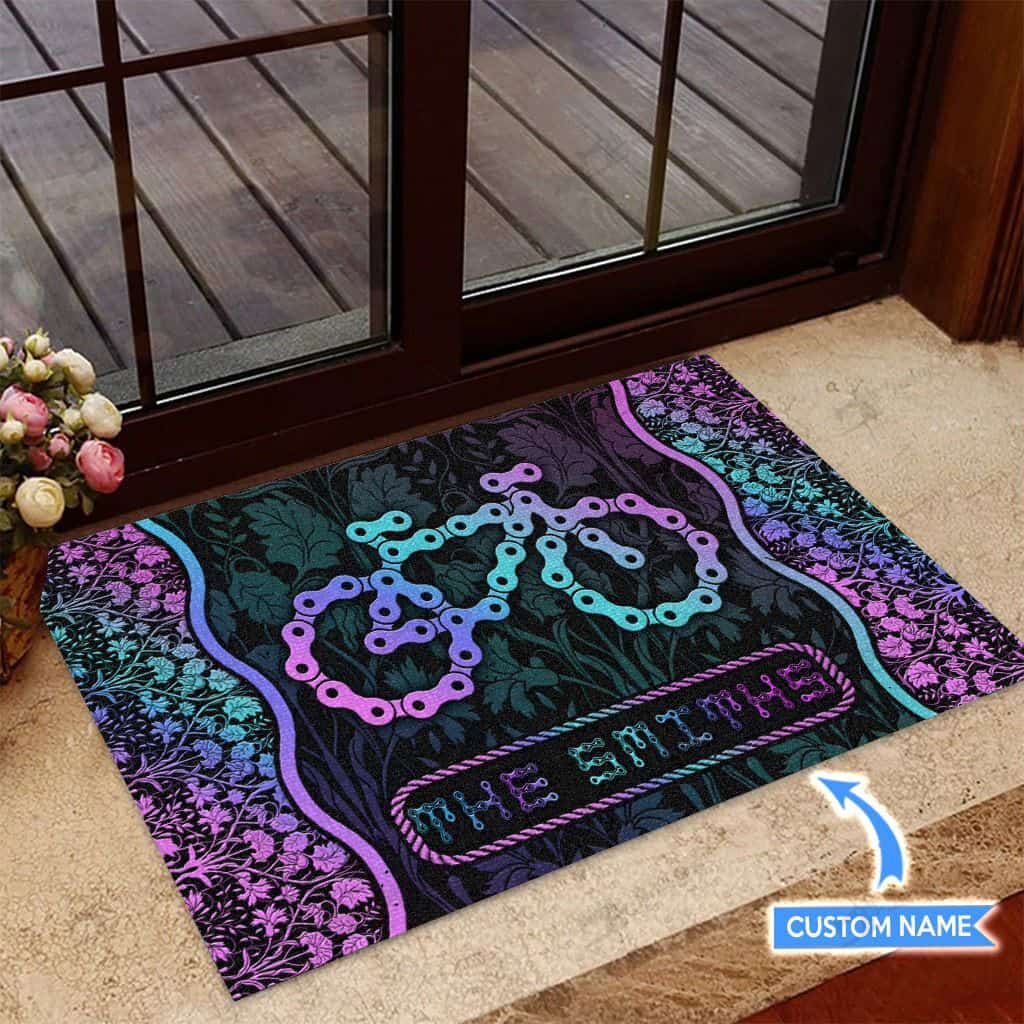 Bicycle Chain Personalized Custom Name Doormat Welcome Mat