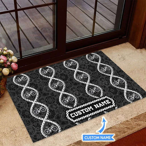 Bicycle Chain Personalized Custom Name Doormat Welcome Mat