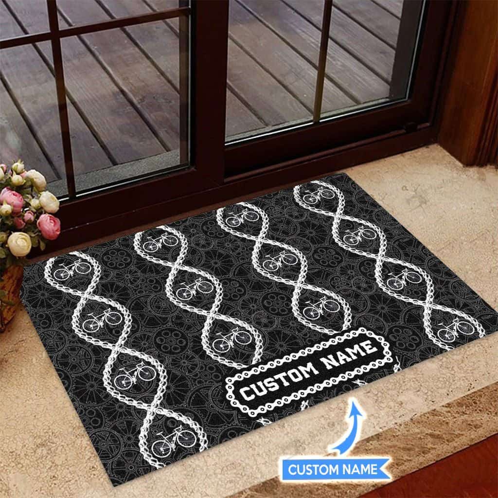 Bicycle Chain Personalized Custom Name Doormat Welcome Mat