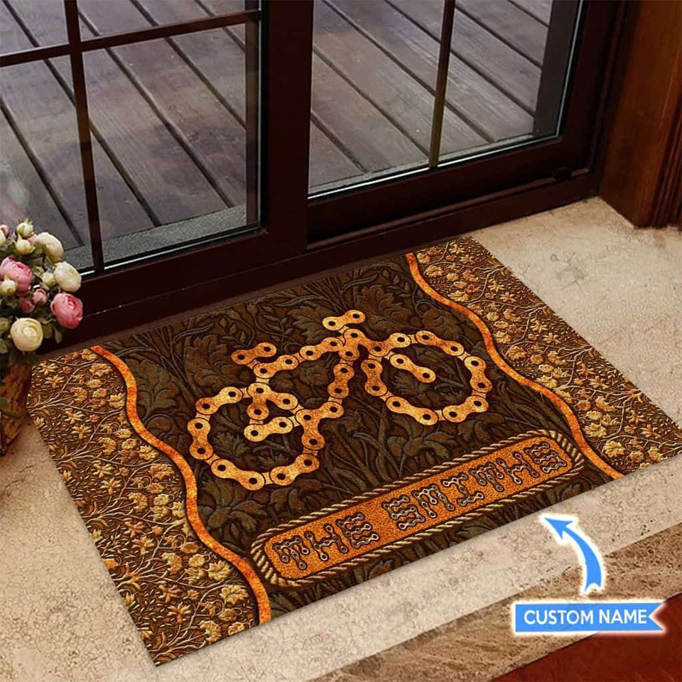 Bicycle Chain Personalized Custom Name Doormat Welcome Mat