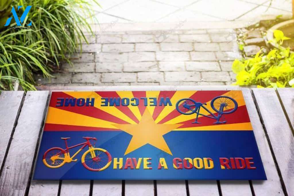 Bicycle Have A Good Ride Arizona Flag Doormat | Welcome Mat | House Warming Gift