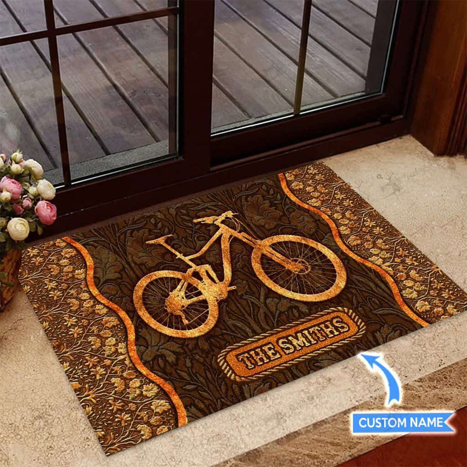 Bicycle Personalized Custom Name Doormat Welcome Mat