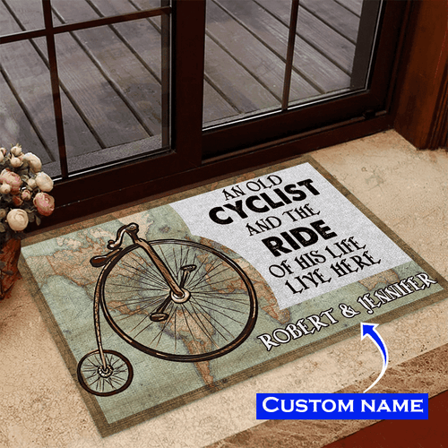Bicycle Vintage Personalized Custom Name Doormat Welcome Mat