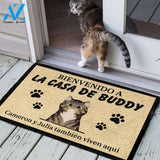 Bienvenida personalizada a la casa del gato Spanish - Funny Personalized Cat Doormat 
