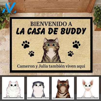 Bienvenida personalizada a la casa del gato Spanish - Funny Personalized Cat Doormat | WELCOME MAT | HOUSE WARMING GIFT