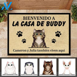 Bienvenida personalizada a la casa del gato Spanish - Funny Personalized Cat Doormat (WT) | WELCOME MAT | HOUSE WARMING GIFT