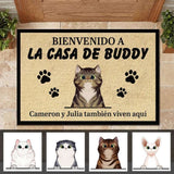 Bienvenida Personalizada A La Casa Del Gato Spanish - Personalized Doormat Door