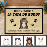 Bienvenida personalizada a la casa del gato Spanish - Personalized Doormat | Welcome Mat | House Warming Gift