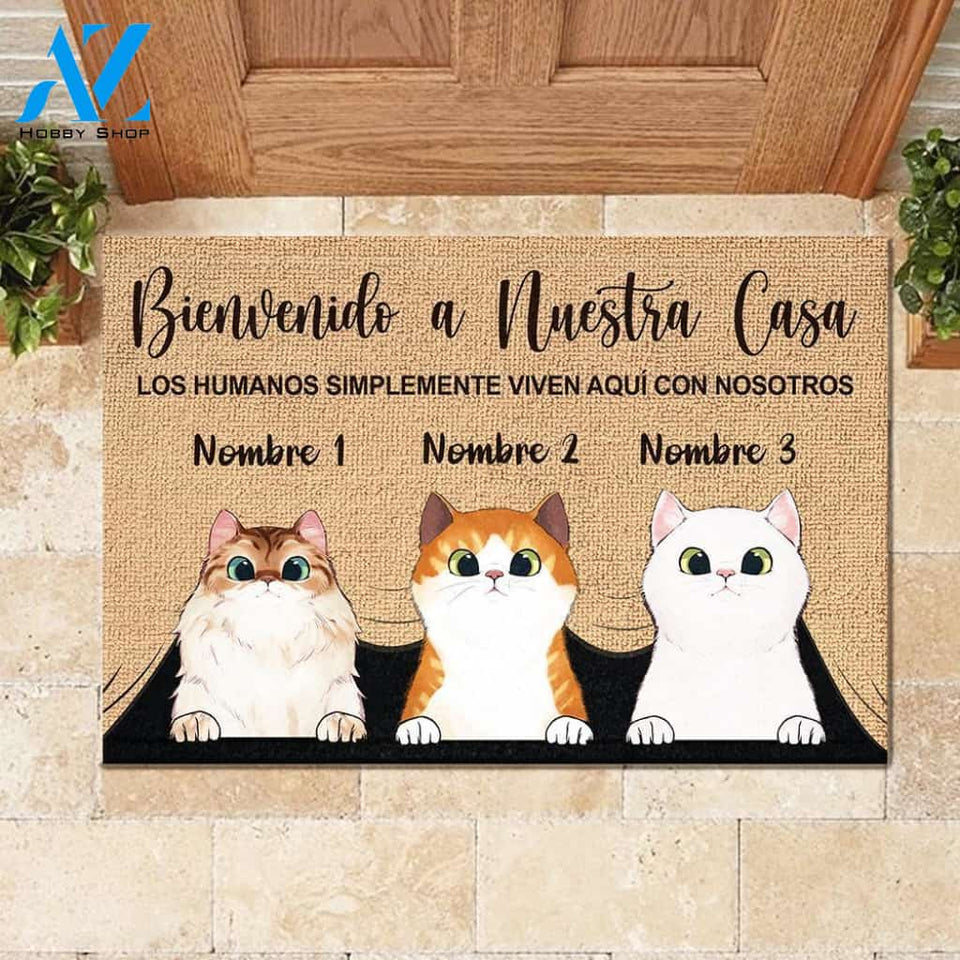 Bienvenido A Mi Casa Spanish - Funny Personalized Cat Doormat (WT) 
