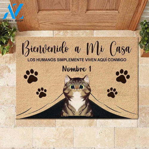 Bienvenido A Mi Casa Spanish - Funny Personalized Cat Doormat (WT) | WELCOME MAT | HOUSE WARMING GIFT
