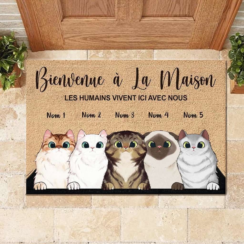 Bienvenue À La Maison French - Personalized Doormat Door