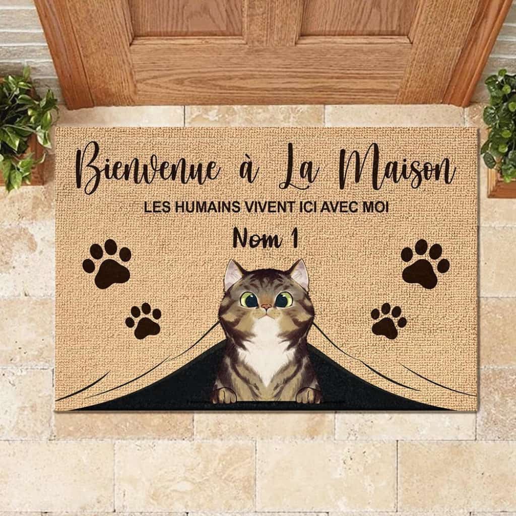 Bienvenue À La Maison French - Personalized Doormat Door