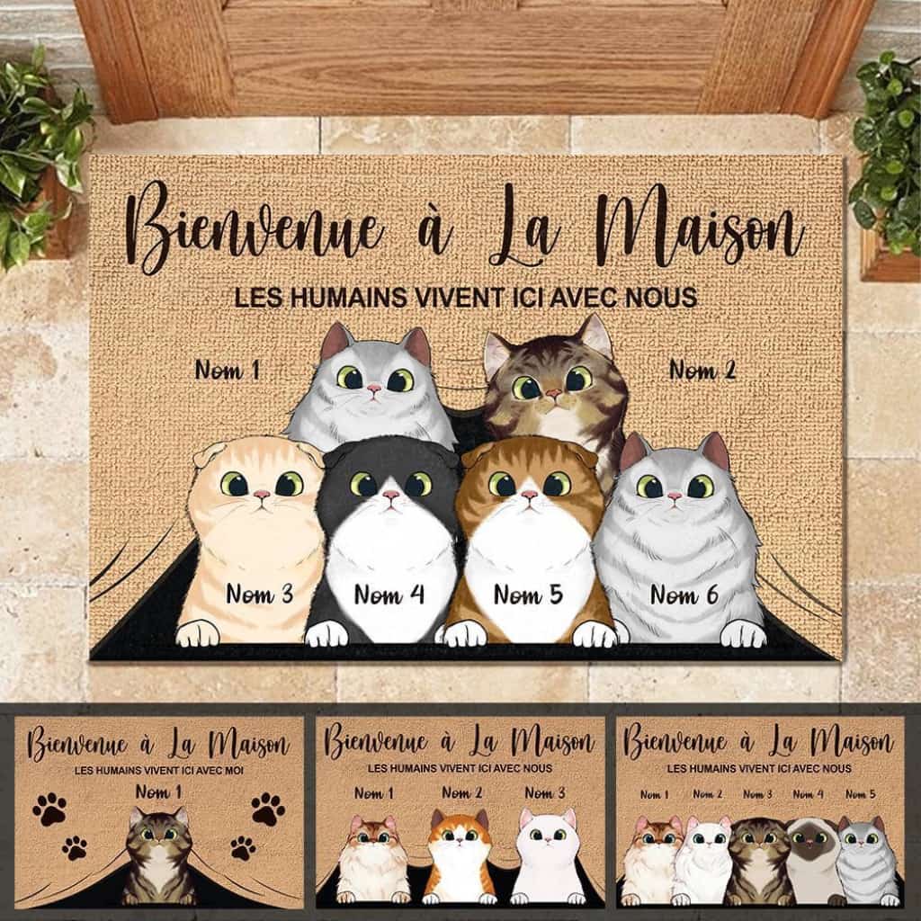 Bienvenue À La Maison French - Personalized Doormat Door