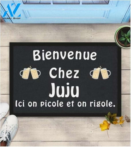 Bienvenue Chez Juiu Ici On Picole Et On Rigole Beer Couple Doormat Doormat All-Over Print
