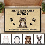 Bienvenue Personnalisée À La Maison Du Chat French- Personalized Doormat Door