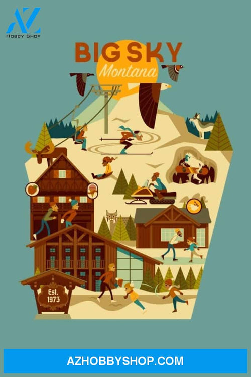 Big Sky Montana Ski Resort Geometric Contour