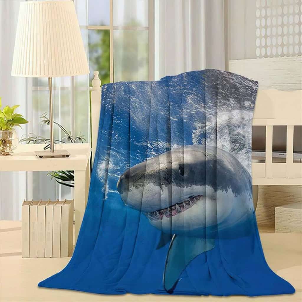 Big White Shark - Animal Fleece Throw Blanket,All Over Print,Gifts For Him/Her