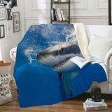 Big White Shark - Animal Fleece Throw Blanket,All Over Print,Gifts For Him/Her