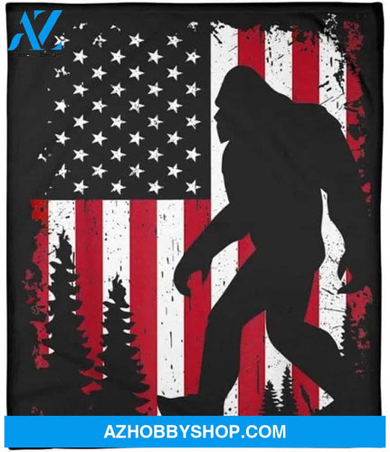 Bigfoot American Usa Flag Great Blanket For Family Fleece Blanket