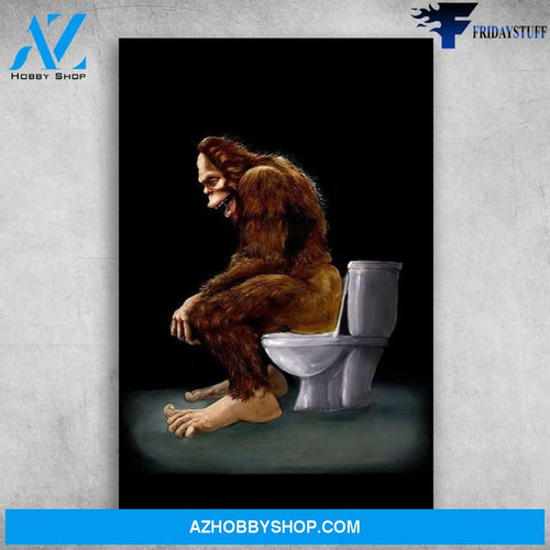 Bigfoot Bathroom Poster, Restroom Canvas And Poster, Wall Decor Visual Art