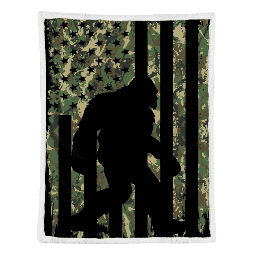 Bigfoot Blanket, Bigfoot I Believe Sasquatch Patriot American Flag Blanket